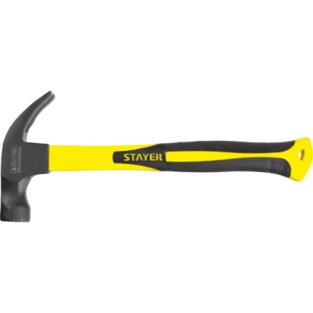 Молоток-гвоздодер &quot;Fiberglass-M&quot; с фиберглассовой рукояткой, с магнитом, 450 г, STAYER Professional 2027-450 купить в Сургуте