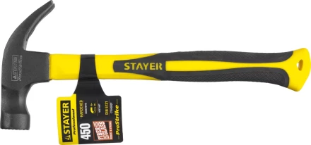Молоток-гвоздодер &quot;Fiberglass-M&quot; с фиберглассовой рукояткой, с магнитом, 450 г, STAYER Professional 2027-450 купить в Сургуте