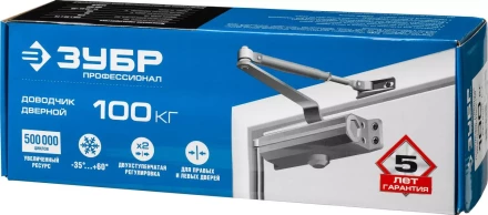 Доводчик дверной ЗУБР &quot;ПРОФЕССИОНАЛ&quot;, для дверей массой до 100 кг, цвет белый 37911-100 купить в Сургуте