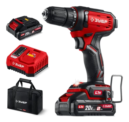 ЗУБР 20 В, 40 Нм, 2 АКБ LMS (2 Ач), дрель-шуруповерт, сумка (ДШ-40-22) купить в Сургуте
