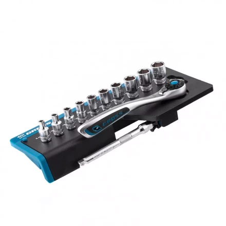 Набор торцевых головок трещотка 120 зубьев 12 предметов 1/4&quot; CrV Gross 14141 купить в Сургуте