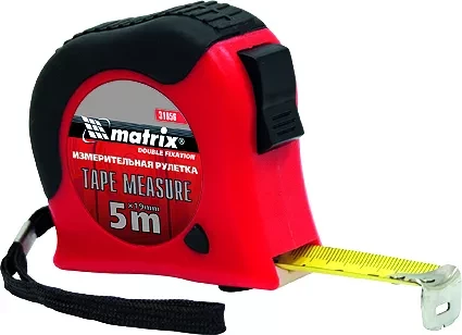 Рулетка Double  fixation 10 м х 25 мм обрезиненный  корпус двойная плавная фиксация  MATRIX 31061 купить в Сургуте