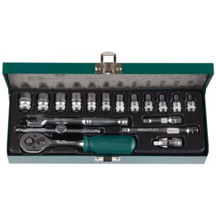 Набор торцовых головок KRAFTOOL &quot;INDUSTRIE QUALITAT&quot; (1/4&quot;) универсальный, Cr-V, металлический кейс, 18 предметов 27890-H18_z01 купить в Сургуте