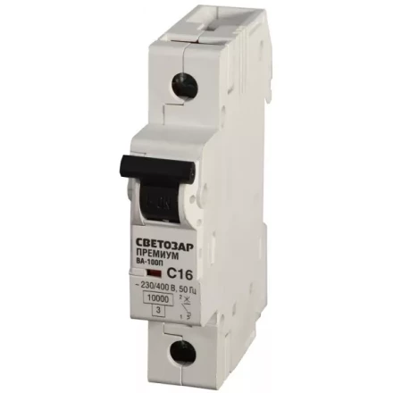 Выключатель автоматический СВЕТОЗАР &quot;ПРЕМИУМ&quot; 1-полюсный, 20 A, &quot;C&quot;, откл. сп. 10 кА, 230 / 400 В SV-49031-20-C купить в Сургуте