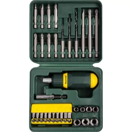 Набор KRAFTOOL Отвертка реверсивная с битами и торцовыми головками и сверлами, 43 предм 25556-H43 купить в Сургуте