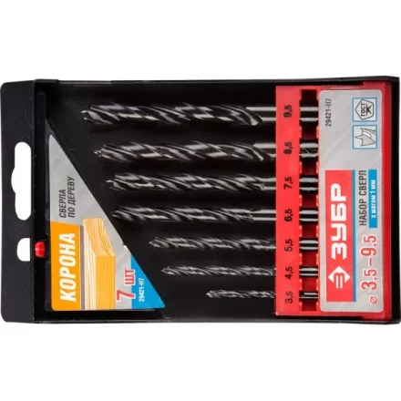 ЗУБР. Набор сверл по дереву, 7шт, 3,5-4,5-5,5-6,5-7,5-8,5-9,5 мм 29421-H7 купить в Сургуте