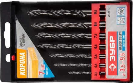 ЗУБР. Набор сверл по дереву, 7шт, 3,5-4,5-5,5-6,5-7,5-8,5-9,5 мм 29421-H7 купить в Сургуте