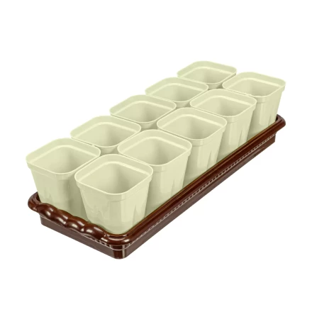 Набор для рассады Palisad 643449, поддон 380х155х40 мм, 10 горшочков по 250 мл с выдвижным дном купить в Сургуте