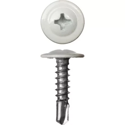 Саморезы ЗУБР с прессшайбой и сверлом по листовому металлу до 2мм, окрашенные в RAL-9003, PH2, 4,2х16мм, 500шт 300211-42-016-9003 купить в Сургуте