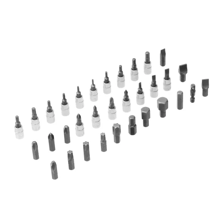 Набор инструментов Denzel, 1/2&quot;, 1/4&quot;, CrV, S2, пластиковый кейс, 82 предмета 15809 купить в Сургуте