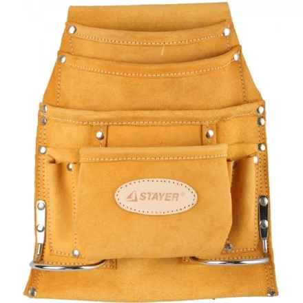 Сумка поясная STAYER PROFESSIONAL для инструментов, кожаная, 10 карманов, 2 скобы 38517 купить в Сургуте