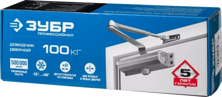 Доводчик дверной ЗУБР &quot;ПРОФЕССИОНАЛ&quot;, для дверей массой до 100 кг, цвет коричневый 37912-100 купить в Сургуте