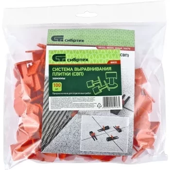 Система выравнивания плитки СВП - зажим 100 штук (пакет ПЭНД) СИБРТЕХ 88055 купить в Сургуте