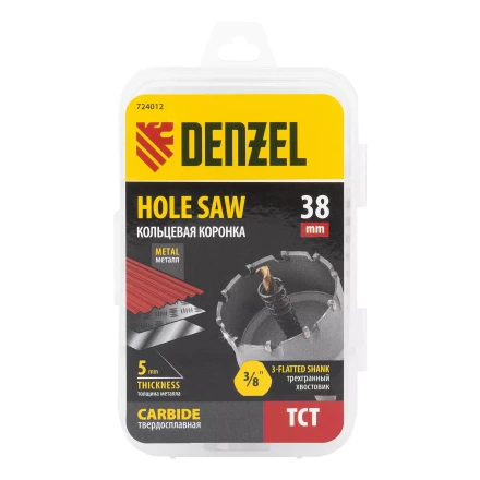 Коронка по металлу твердосплавная, 38 мм Denzel 724012 купить в Сургуте