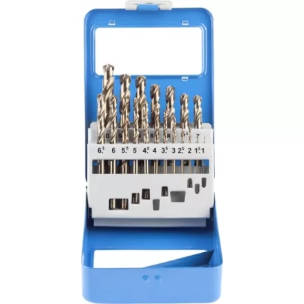 Набор ЗУБР &quot;ЭКСПЕРТ&quot; Свёрла &quot;КОБАЛЬТ&quot; по металлу, быстрорежущая сталь Р6М5К5, в мет. боксе, 1-10мм, 19шт 29626-H19-M купить в Сургуте