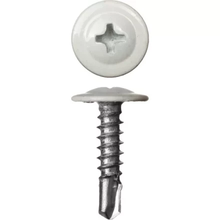 Саморезы ЗУБР с прессшайбой и сверлом по листовому металлу до 2мм, окрашенные в RAL-9003, PH2, 4,2х19мм, 450шт 300211-42-019-9003 купить в Сургуте