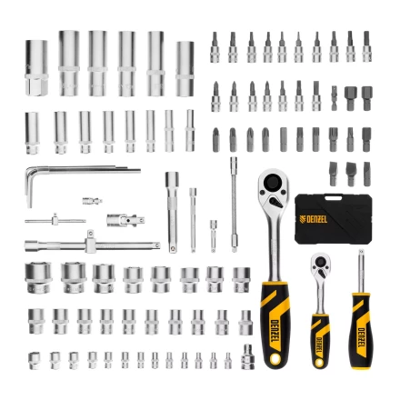 Набор инструментов Denzel 15813, 1/2&quot;, 1/4&quot;, CrV, S2, пластиковый кейс, 94 предмета купить в Сургуте