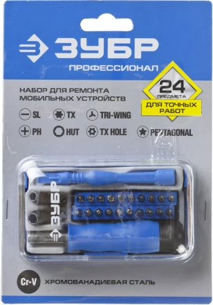 Набор ЗУБР &quot;ПРОФЕССИОНАЛ&quot;: Отвертки  для точных работ, 24предм 25648-H24 купить в Сургуте