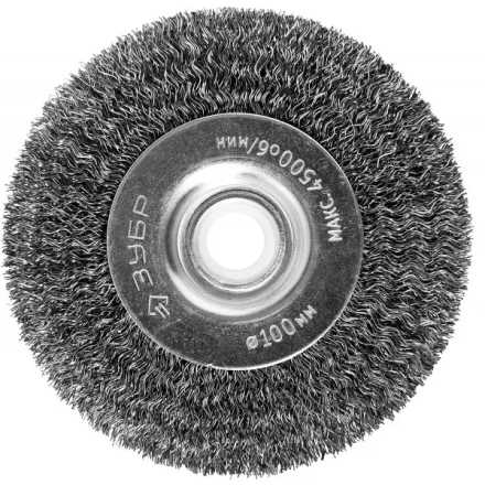 ЗУБР &quot;ПРОФЕССИОНАЛ&quot;. Щетка дисковая для точильно-шлифовального станка, витая стальная проволока 0,3мм, 100х12,7мм 35185-100_z02 купить в Сургуте