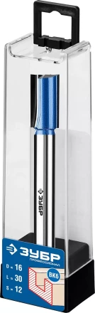 ЗУБР 16 x 30 мм, хвостовик 12 мм, фреза пазовая прямая с нижними подрезателями, Профессионал (28755-16-30) купить в Сургуте