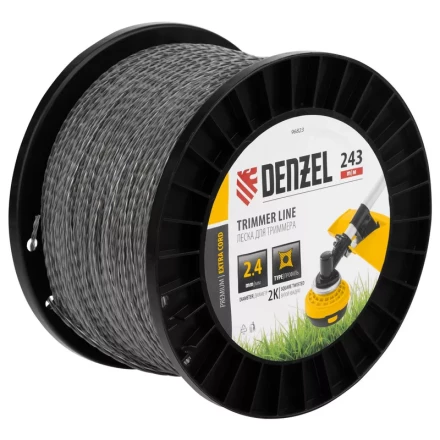 Леска для триммера двухкомпонентная витой квадрат, 2,4мм х 243м, на DIN катушке EXTRA CORD// Denzel 96823 купить в Сургуте