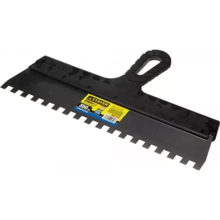 Шпатель STAYER &quot;PROFESSIONAL&quot; нержавеющий зубчатый с пластмассовой ручкой, 350мм, зуб 10х10мм 1009-35-10 купить в Сургуте