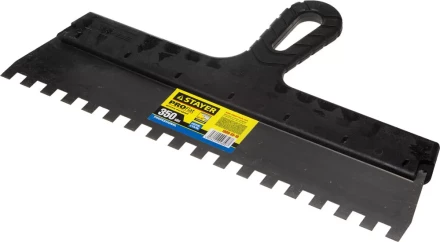 Шпатель STAYER &quot;PROFESSIONAL&quot; нержавеющий зубчатый с пластмассовой ручкой, 350мм, зуб 10х10мм 1009-35-10 купить в Сургуте