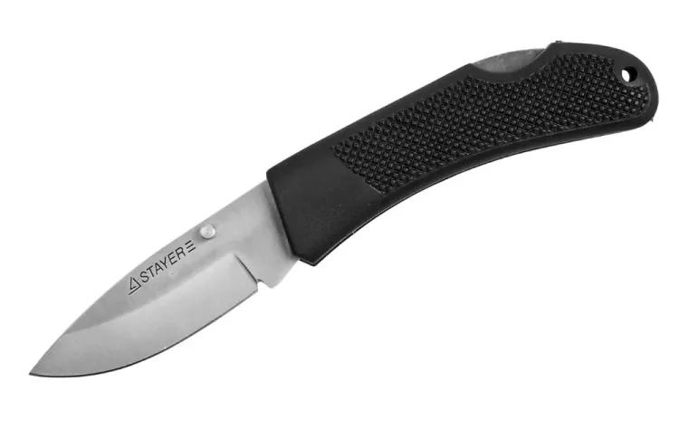 Нож STAYER складной с обрезиненной ручкой, средний 47600-1_z01 купить в Сургуте