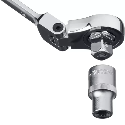 Наборы трещоточных комбинированных ключей шарнирных с адаптерами серия ПРОФЕССИОНАЛ купить в Сургуте