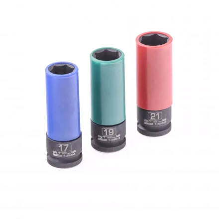 Набор головок ударных 6-гранных удлиненных для колесных дисков 17 19 21 мм 1/2&quot; 3 предмета Stels 13953 купить в Сургуте