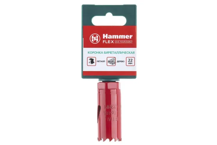 Коронка биметаллическая HAMMER Ф22х38мм 5/8" BiMETALL (224-003) купить в Сургуте
