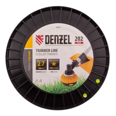 Леска для триммера звезда, 2,7мм х 202м, на DIN катушке FLEX CORD// Denzel 96287 купить в Сургуте