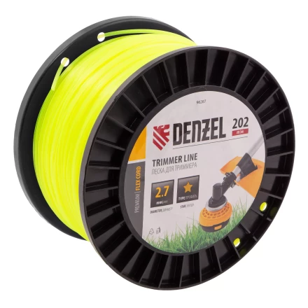 Леска для триммера звезда, 2,7мм х 202м, на DIN катушке FLEX CORD// Denzel 96287 купить в Сургуте