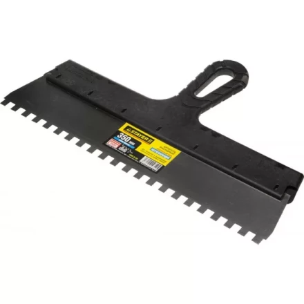 Шпатель STAYER &quot;PROFESSIONAL&quot; нержавеющий зубчатый с пластмассовой ручкой, 350мм, зуб 8х8мм 1009-35-08 купить в Сургуте