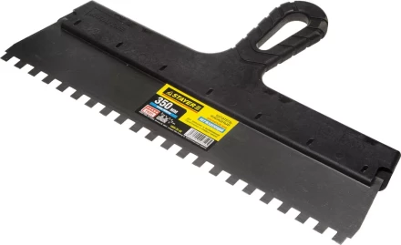 Шпатель STAYER &quot;PROFESSIONAL&quot; нержавеющий зубчатый с пластмассовой ручкой, 350мм, зуб 8х8мм 1009-35-08 купить в Сургуте