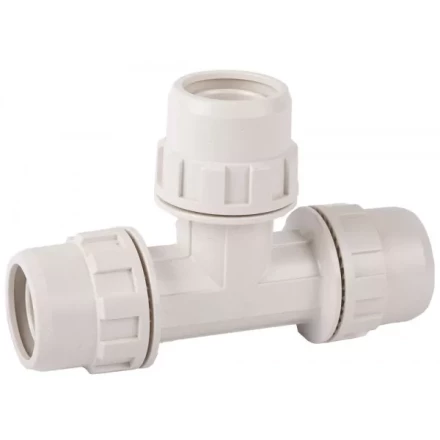 Тройник ЗУБР &quot;ШиреФит&quot; соединительный &quot;штуцер с гайкой - штуцер с гайкой - штуцер с гайкой&quot;, 20мм 51505-20 купить в Сургуте