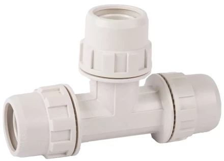 Тройник ЗУБР &quot;ШиреФит&quot; соединительный &quot;штуцер с гайкой - штуцер с гайкой - штуцер с гайкой&quot;, 20мм 51505-20 купить в Сургуте