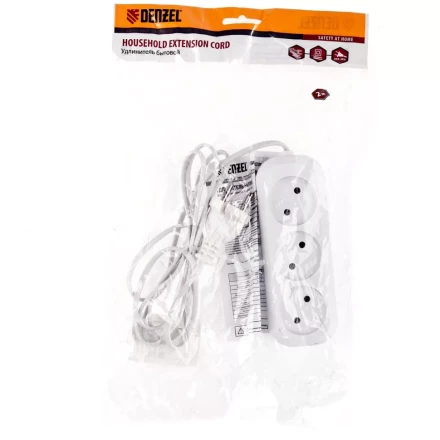 Удлинитель бытовой без заземления 2 м 3 розетки 6 A серия УХ6 Denzel 95925 купить в Сургуте
