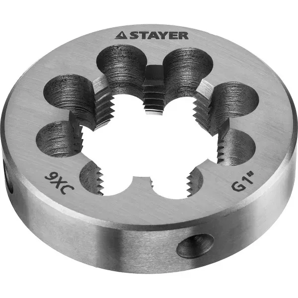 Плашка круглая ручная STAYER "MASTER", сталь 9ХС, для трубной резьбы G 1`` 28029-1 купить в Сургуте