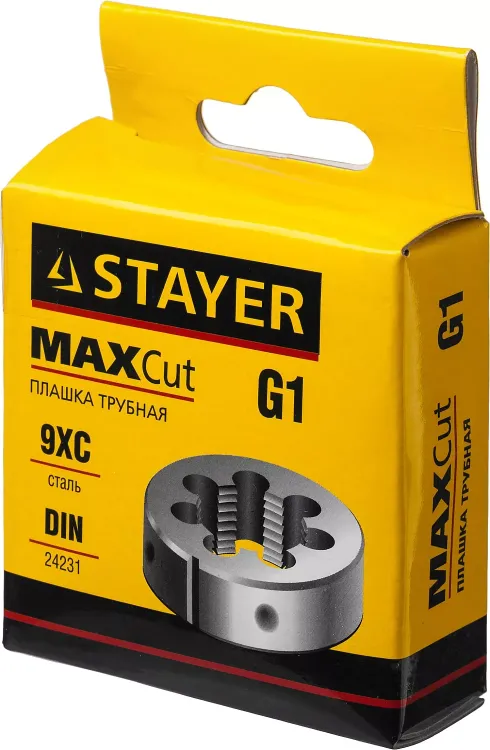 Плашка круглая ручная STAYER "MASTER", сталь 9ХС, для трубной резьбы G 1`` 28029-1 купить в Сургуте