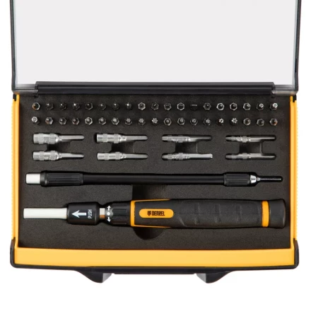 Отвертка с набором бит и торцевых головок для точных работ Denzel 7711599, гибкий привод, 48 шт, CrMo купить в Сургуте