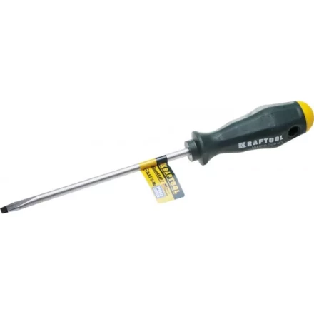Отвертка KRAFTOOL, Cr-Mo-V закалённый стержень, двухкомпонентная противоскользящ рукоятка, SL 6,5x1,2x150мм 25007-6.5-150 купить в Сургуте
