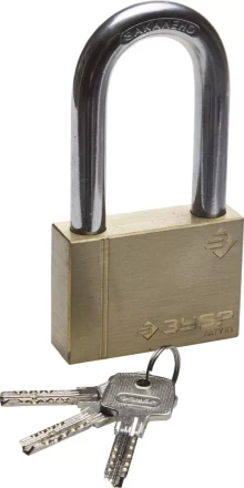 Замок ЗУБР &quot;ЭКСПЕРТ&quot; навесной, латунный корпус, классическая форма, удлиненная закаленная дужка, 70мм 37299-70-1 купить в Сургуте