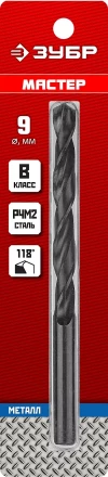 ЗУБР 9.0 х 125 мм, сталь Р4М2, класс В, сверло по металлу (29605-9) купить в Сургуте