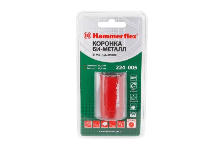 Коронка биметаллическая HAMMER Ф29х38мм 5/8" BiMETALL (224-005) купить в Сургуте