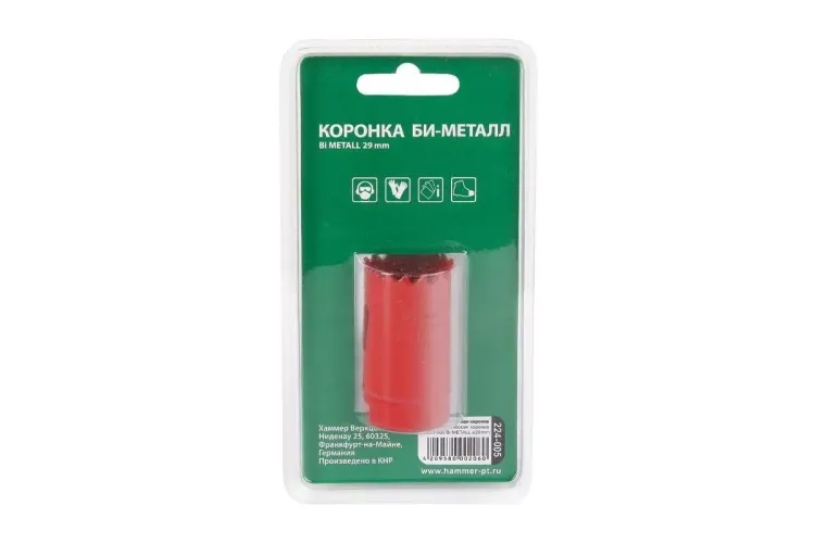 Коронка биметаллическая HAMMER Ф29х38мм 5/8" BiMETALL (224-005) купить в Сургуте