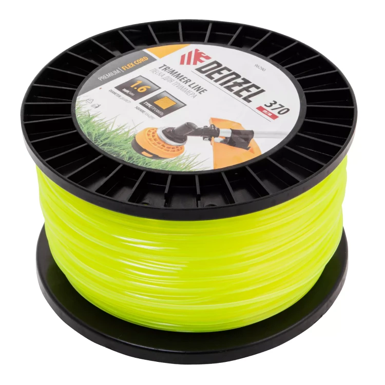 Леска для триммера квадрат 1,6мм х 370м, на DIN катушке FLEX CORD// Denzel 96290 купить в Сургуте