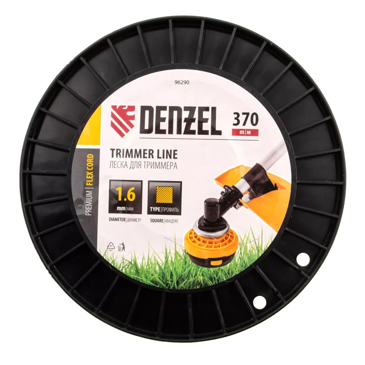 Леска для триммера квадрат 1,6мм х 370м, на DIN катушке FLEX CORD// Denzel 96290 купить в Сургуте