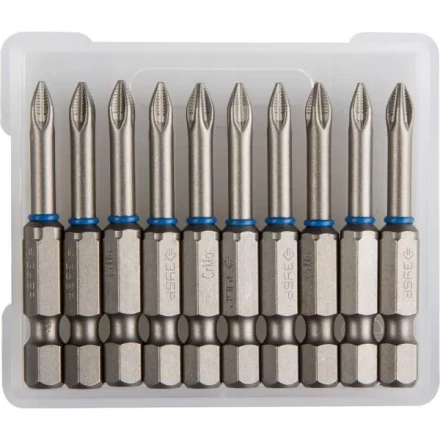 Биты ЗУБР &quot;ЭКСПЕРТ&quot; торсионные кованые, обточенные, хромомолибденовая сталь, тип хвостовика E 1/4&quot;, PZ1, 50мм, 10шт 26013-1-50-10 купить в Сургуте