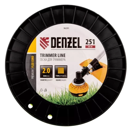 Леска для триммера квадрат, 2,0мм х 251м, на DIN катушке FLEX CORD// Denzel 96291 купить в Сургуте